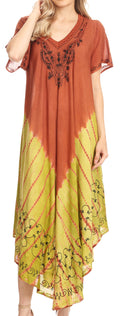 Sakkas Viveka Embroidered Caftan Dress#color_Brown