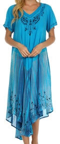 Sakkas Viveka Embroidered Caftan Dress#color_Turquoise