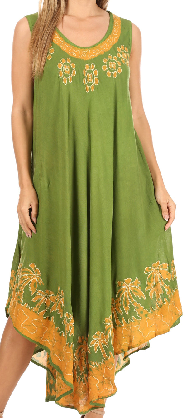 Sakkas Sundari Caftan Tank Dress / Cover Up#color_Avocado