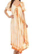 Sakkas Melika Tie Dye Caftan Dress#color_Orange