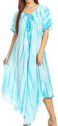 Sakkas Melika Tie Dye Caftan Dress#color_Turquoise