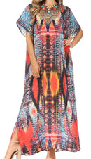 Sakkas Vicky Women's Casual Long Print Short Sleeve Petit Beach Maxi Caftan Dress