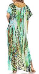 Sakkas Vicky Women's Casual Long Print Short Sleeve Petit Beach Maxi Caftan Dress