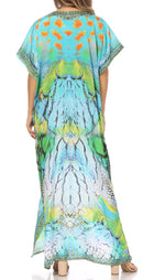 Sakkas Vicky Women's Casual Long Print Short Sleeve Petit Beach Maxi Caftan Dress