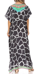 Sakkas Vicky Women's Casual Long Print Short Sleeve Petit Beach Maxi Caftan Dress