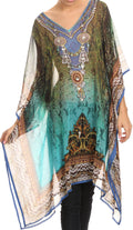 Sakkas Tala Rhinestone Accented Multicolored Sheer Beach Dress / Cover Up