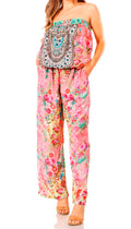 Sakkas Venus Women's Loose Sleeveless Floral Print Boho Casual Summer w/Pockets#color_535