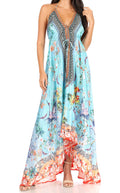 Sakkas Lizi Womens Maxi High-low Halter Handkerchief Long Dress Beach Party#color_443