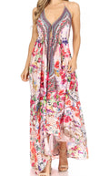 Sakkas Lizi Womens Maxi High-low Halter Handkerchief Long Dress Beach Party#color_447