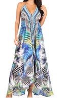 Sakkas Lizi Womens Maxi High-low Halter Handkerchief Long Dress Beach Party#color_456
