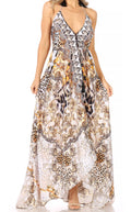 Sakkas Lizi Womens Maxi High-low Halter Handkerchief Long Dress Beach Party#color_CTW305-White