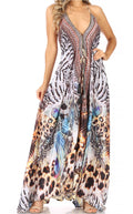 Sakkas Lizi Womens Maxi High-low Halter Handkerchief Long Dress Beach Party#color_EM310-Multi