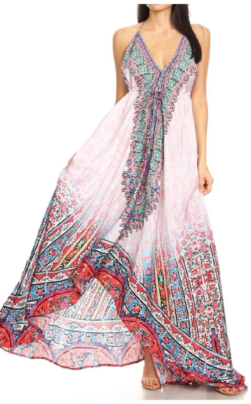 Sakkas Lizi Womens Maxi High-low Halter Handkerchief Long Dress Beach Party