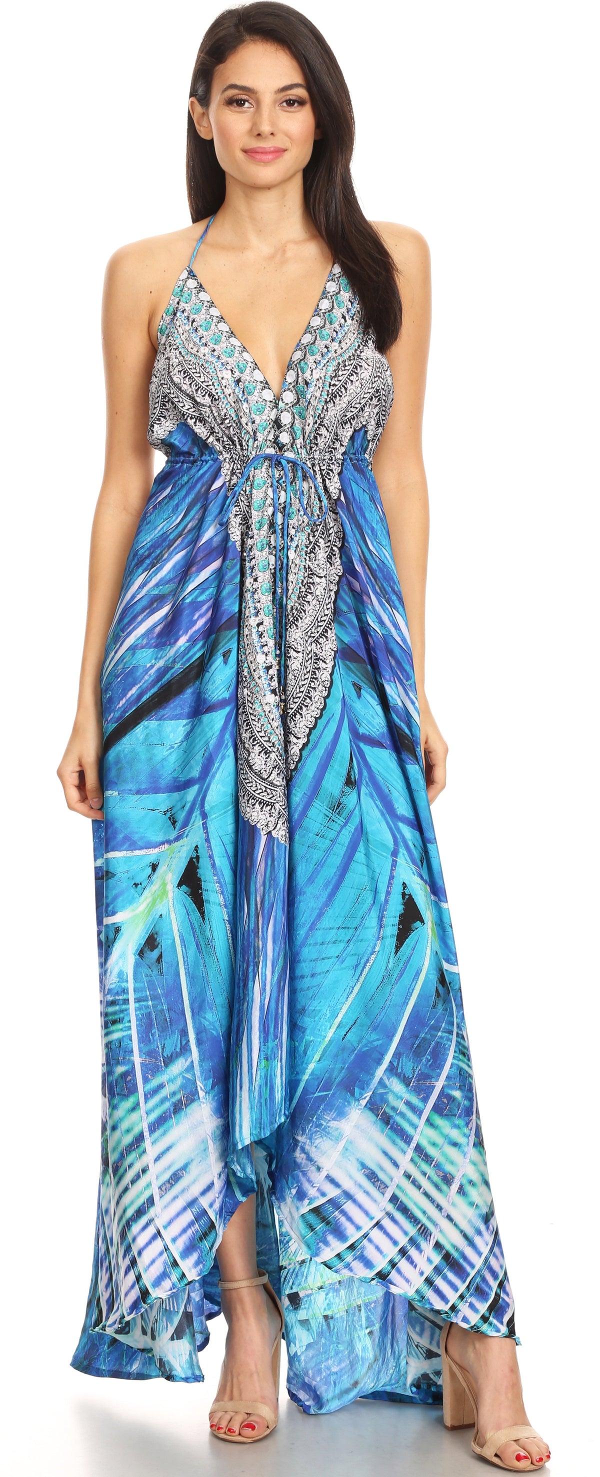 Sakkas Lizi Womens Maxi High-low Halter Handkerchief Long Sakkas Lizi Womens Maxi High-low Halter Handkerchief Long