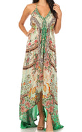 Sakkas Lizi Womens Maxi High-low Halter Handkerchief Long Dress Beach Party#color_MM307-Multi