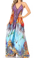 Sakkas Lizi Womens Maxi High-low Halter Handkerchief Long Dress Beach Party#color_ONT85-Turquoise