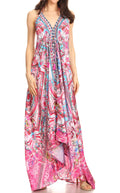 Sakkas Lizi Womens Maxi High-low Halter Handkerchief Long Dress Beach Party#color_ORPI272-Pink