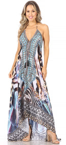 Sakkas Lizi Womens Maxi High-low Halter Handkerchief Long Dress Beach Party