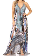 Sakkas Lizi Womens Maxi High-low Halter Handkerchief Long Dress Beach Party#color_SCBR226-Brown