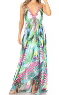 Sakkas Lizi Womens Maxi High-low Halter Handkerchief Long Dress Beach Party#color_TLG228-Green