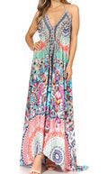 Sakkas Lizi Womens Maxi High-low Halter Handkerchief Long Dress Beach Party#color_TLTU266-Turquoise
