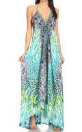 Sakkas Lizi Womens Maxi High-low Halter Handkerchief Long Dress Beach Party#color_TRG225-Green