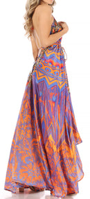 Sakkas Lizi Womens Maxi High-low Halter Handkerchief Long Dress Beach Party