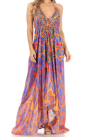 Sakkas Lizi Womens Maxi High-low Halter Handkerchief Long Dress Beach Party#color_TRM94-Multi