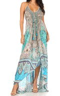 Sakkas Lizi Womens Maxi High-low Halter Handkerchief Long Dress Beach Party#color_TTU314-Turquoise
