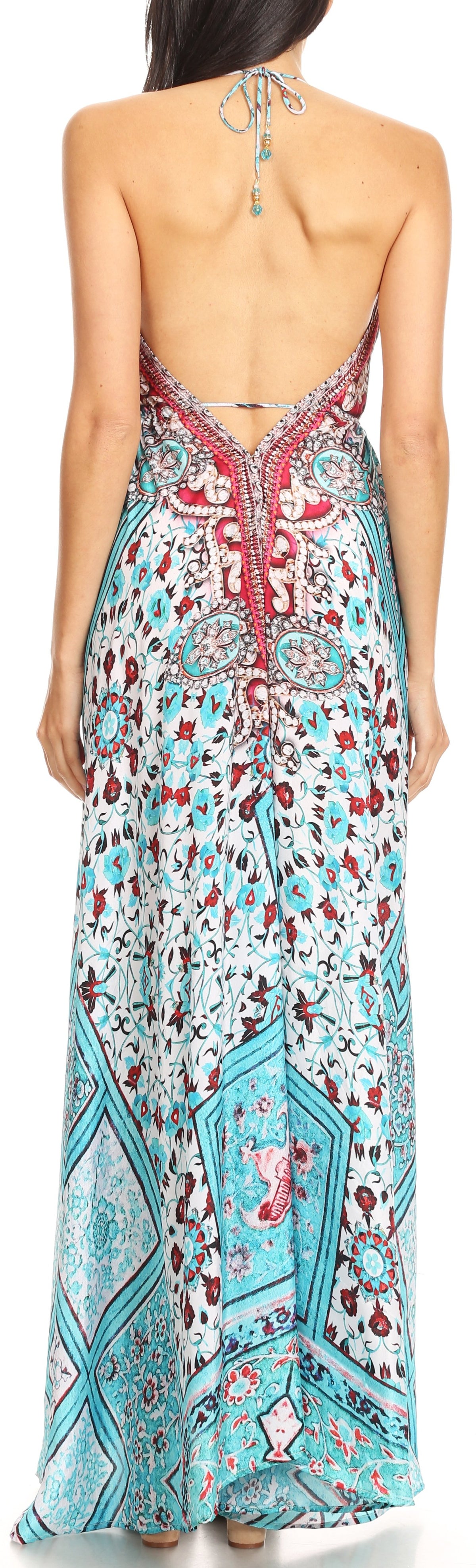Sakkas Lizi Womens Maxi High-low Halter Handkerchief Long Dress Beach