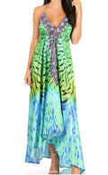 Sakkas Lizi Womens Maxi High-low Halter Handkerchief Long Dress Beach Party#color_WT53-Turquoise