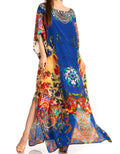 Sakkas Jabari Women's Maxi Short Sleeve Long Beach Kaftan Dress Boho Loose Gown#color_413