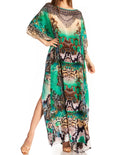 Sakkas Jabari Women's Maxi Short Sleeve Long Beach Kaftan Dress Boho Loose Gown#color_416