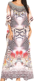 Sakkas Jabari Women's Maxi Short Sleeve Long Beach Kaftan Dress Boho Loose Gown#color_422