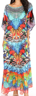 Sakkas Jabari Women's Maxi Short Sleeve Long Beach Kaftan Dress Boho Loose Gown#color_441
