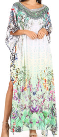 Sakkas Jabari Women's Maxi Short Sleeve Long Beach Kaftan Dress Boho Loose Gown#color_448