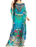 Sakkas Jabari Women's Maxi Short Sleeve Long Beach Kaftan Dress Boho Loose Gown#color_451