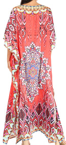 Sakkas Jabari Women's Maxi Short Sleeve Long Beach Kaftan Dress Boho Loose Gown