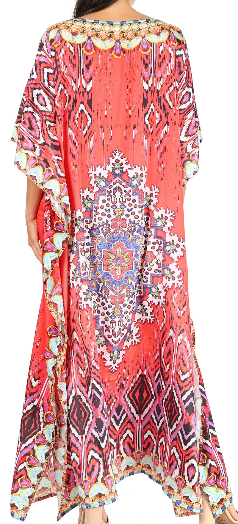 Sakkas Jabari Women's Maxi Short Sleeve Long Beach Kaftan Dress Boho Loose Gown