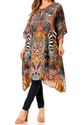 Sakkas Jenni Women's Mid Length Boho Caftan Kaftan Dress Cover up Flowy Rhinestone#color_506