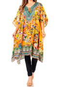 Sakkas Jenni Women's Mid Length Boho Caftan Kaftan Dress Cover up Flowy Rhinestone#color_517