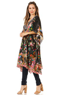 Sakkas Jenni Women's Mid Length Boho Caftan Kaftan Dress Cover up Flowy Rhinestone