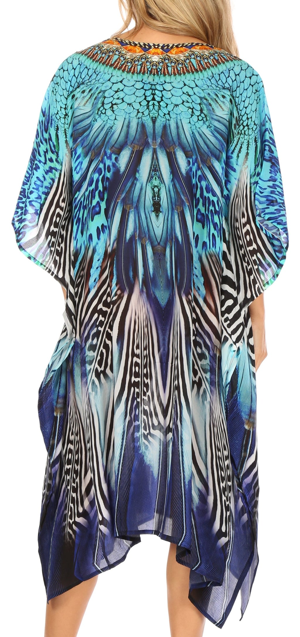 Sakkas Jenni Women's Mid Length Boho Caftan Kaftan Dress Cover up Flow