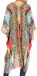 Sakkas Alvita Women's V Neck Beach Dress Top Caftan Cover up with Rhinestones