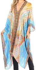Sakkas Alvita Women's V Neck Beach Dress Top Caftan Cover up with Rhinestones#color_LM98-Multi
