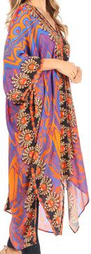 Sakkas Alvita Women's V Neck Beach Dress Top Caftan Cover up with Rhinestones