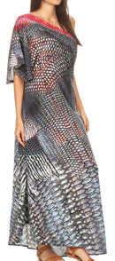 Sakkas Dora Women's One Shoulder Short Sleeve Casual Elegant Maxi Dress with Print