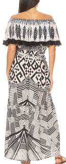 Sakkas Tara Women's Long Maxi Boho Off Shoulder Summer Casual Dress Floral Print