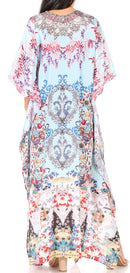 Sakkas Yeni Women's Short Sleeve V-neck Summer Floral Long Caftan Dress Cover-up
