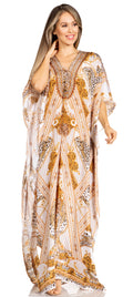 Sakkas Yeni Women's Short Sleeve V-neck Summer Floral Long Caftan Dress Cover-up#color_546